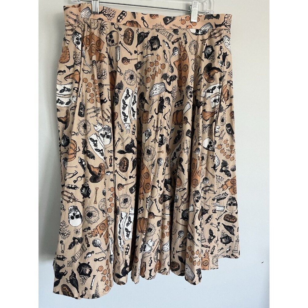 Magnolia Park Spooky Retro Vintage Halloween Print Circle Skirt XXL (14/16) Midi